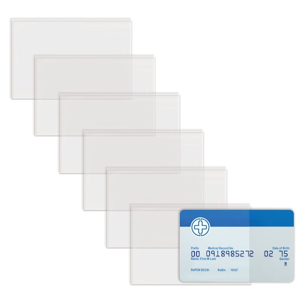 Better Office Products Medicare Card Holder Protective Sleeves, 3.62in. x 2.4in. Heavy Gauge .25mm Clear Plastic, 6PK 81006 - main